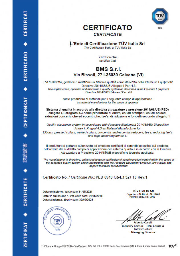 CERTIFICATO PED
